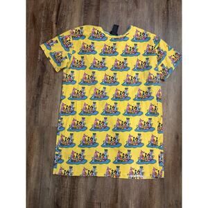 Nooworks dog party tee shirt dress limited print novelty dogs yellow 3X cotton